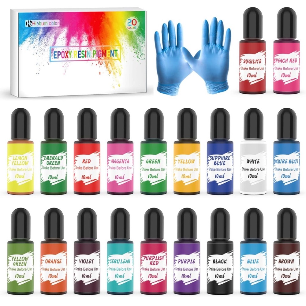 NIB Hiebum Epoxy Resin Pigment - 20 Colors Transparent Liquid Colors